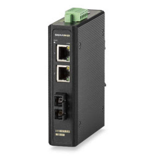 SignaMax FO-MI10040 I-1100 10/100TX to 100FX PoE+ Industrial Media Converter - 2 PoE+ ports,  SC/SM