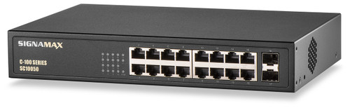SignaMax FO-SC10050 C-100 16 Port Gigabit PoE+ Switch with 2 SFP Ports