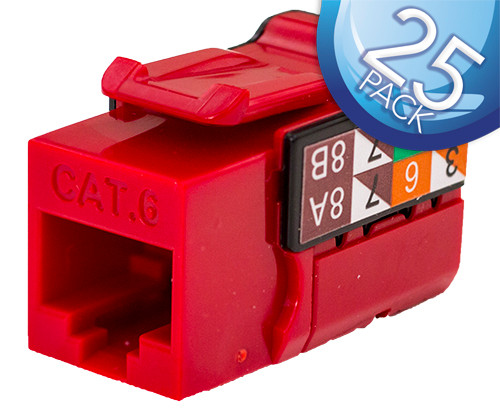 Vertical Cable 352-V2709/RD/25 Cat6 Red Data Grade Keystone Jack, 25 Pack