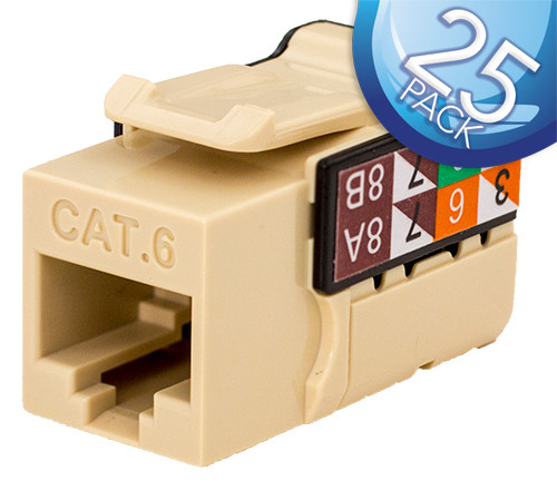 Vertical Cable 352-V2706/IV/25 Cat6 Ivory Data Grade Keystone Jack, 25 Pack