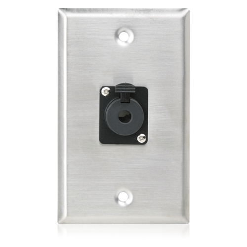 Atlas SG-QTRSL-F1 Single Gang Stainless Steel Plate with (1) Female Locking TRS Connector
