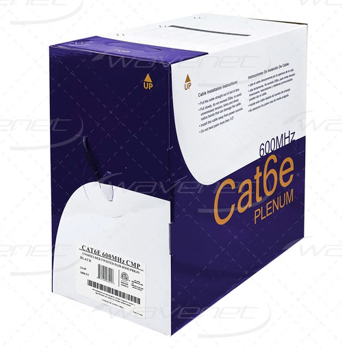 WaveNet 6E04UPBK4N Cat6 600MHz UTP 1000Ft Black Plenum Wire