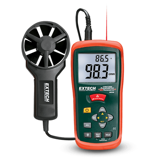 Extech AN200-NIST CFM/CMM Mini Thermo-Anemometer with built-in InfraRed Thermometer