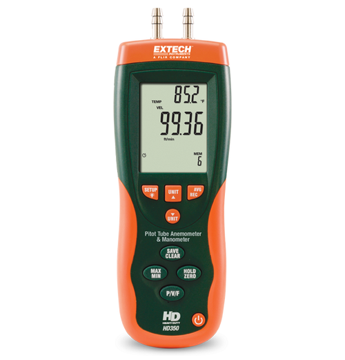 Extech HD350 Pitot Tube Anemometer + Differential Manometer