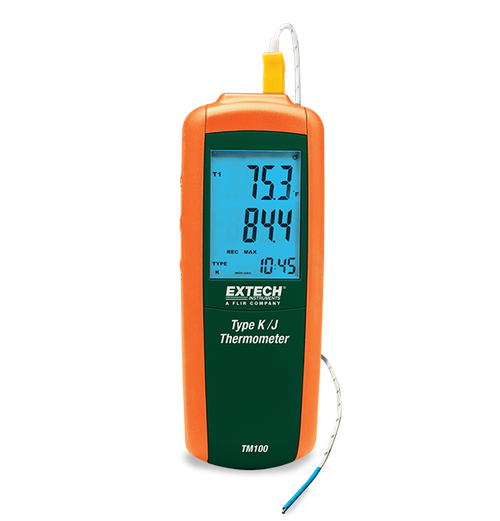 Extech TM100-NIST Type K/J Single Input Thermometer