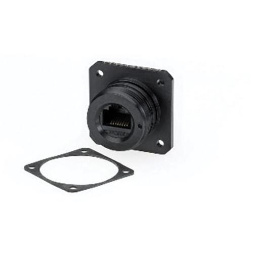 L-Com ECSD0103U00 Category 5e, Ruggedized Flange Mount, Zinc-Nickel finish with Grounding Shield
