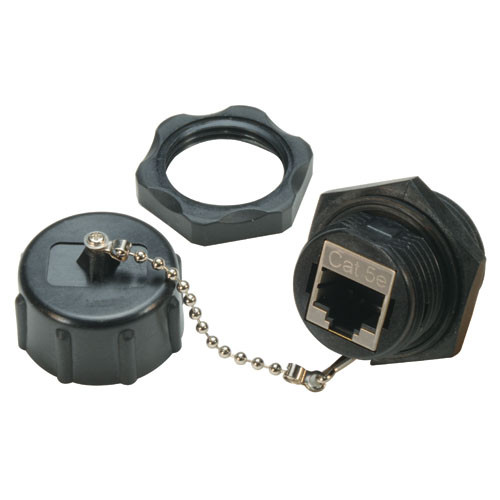 L-Com ECSD3201U00 Category 5e, Ruggedized Flange Mount, Zinc-Nickel finish with Grounding Shield