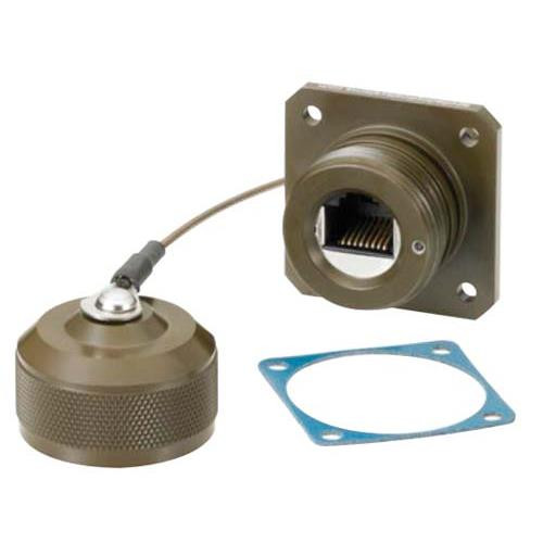 L-Com ECRD0203U00 Category 5e, Ruggedized Flange Mount, Zinc-Nickel finish