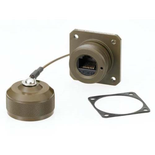 L-Com ECRD3201U00 Category 5e, Ruggedized Flange Mount, Anodized finish with Dust Cap
