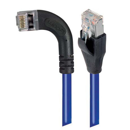 L-Com TRD695SRA6BL-25 Shielded Category 6 Right Angle RJ45 Ethernet Patch Cords -Straight to Left Angle