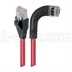 L-Com TRD695SRA7RD-3 Shielded Category 6 Right Angle RJ45 Ethernet Patch Cords -Straight to Right Angle