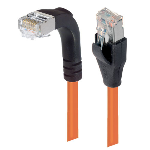 L-Com TRD815SRA1OR-1M Category 5e Shielded Right Angle RJ45 Ethernet Patch Cords - Straight to RA (Down)