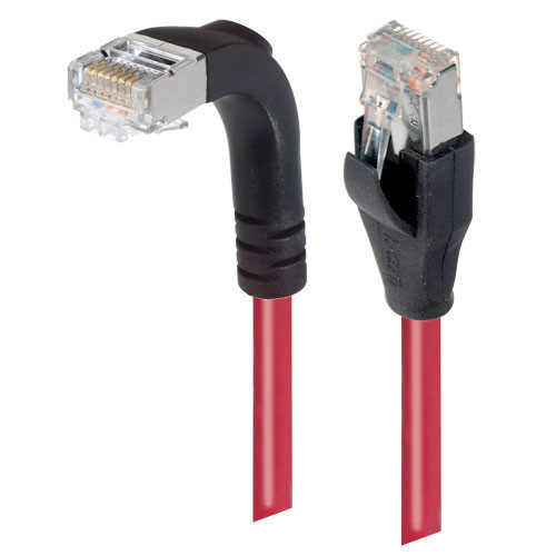 L-Com TRD815SRA1RD-2M Category 5E Shielded Right Angle Patch Cable, Straight/Right Angle Down, Red