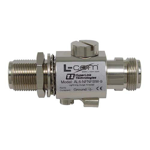 L-Com AL6-NFNFBW-9 N-Female to N-Female Bulkhead 0-6 GHz 90V Lightning Protector