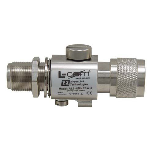 L-Com AL6-NMNFBW-9 N-Male to N-Female Bulkhead 0-6 GHz 90V Lightning Protector