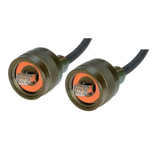 L-Com TRD8RG1-01 IP68 Ethernet Cable, RJ45, Plug / Plug, ZnNi Finish w/ FR-TPE Cable & Dust Caps