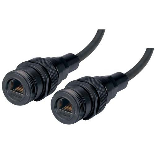 L-Com TRD8RG4-02 IP68 Ethernet Cable, RJ45, Jack / Jack, ANOD Finish w/ FR-TPE Cable & Dust Caps