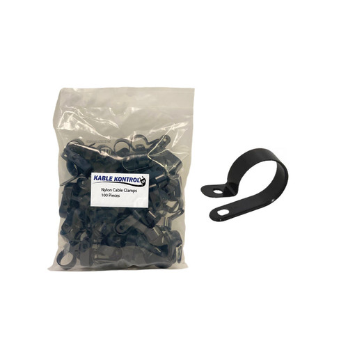Kable Kontrol CCUC7-125-C-BLACK 1-1/4" Black Nylon Cable Clamps, 100 Pack