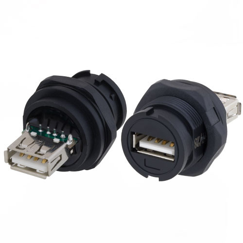 L-Com U2C00003 Waterproof USB A Panel Mount Jack