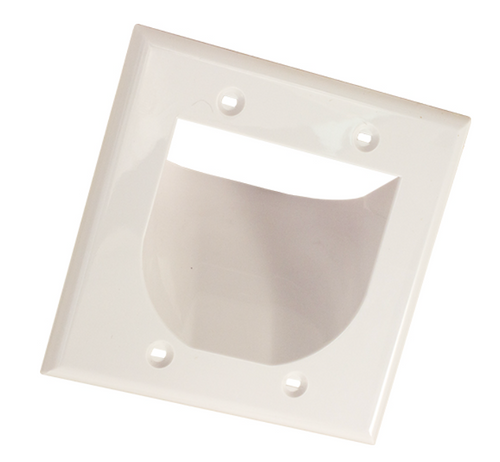 Vertical Cable 307-515R/2G/WH Double Gang White Recessed Wall Plate