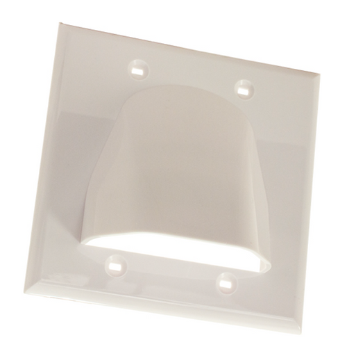 Vertical Cable 307-507F/2G/WH Dual Gang White Feedthrough Wall Plate
