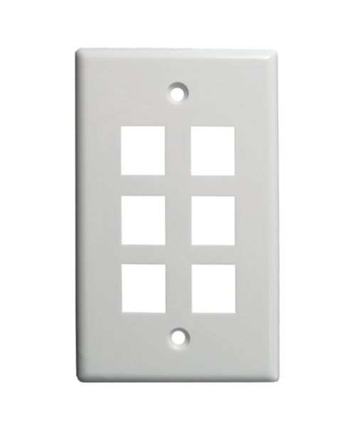 Vertical Cable 304-J2645/6P/WH 6-Port White Keystone Wall Plate