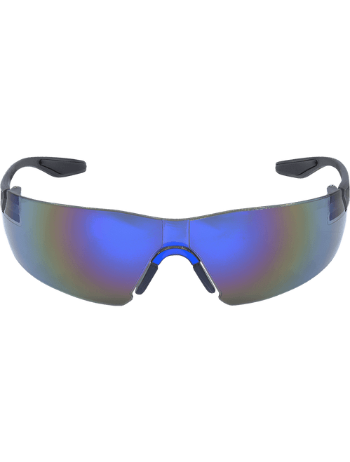 Bullhead Safety BH2819 Discus Blue Mirror Lens, Frosted Black Frame Safety Glasses