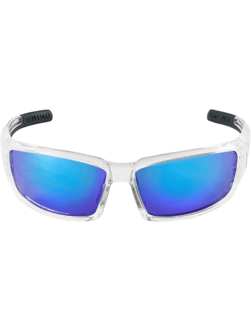 Bullhead Safety BH1419AF Maki Blue Mirror Anti-Fog Lens, Crystal Clear Frame Safety Glasses