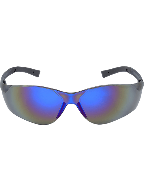 Bullhead Safety BH549 Pavon Blue Mirror Lens, Frosted Black Frame Safety Glasses