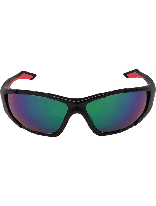 Bullhead Safety BH1251612 Javelin Green Mirror Polarized Lens, Shiny Black Frame Safety Glasses