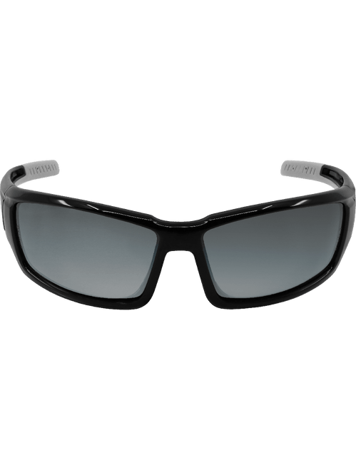 Bullhead Safety BH145712 Maki Silver Mirror Polarized Lens, Shiny Black Frame Safety Glasses