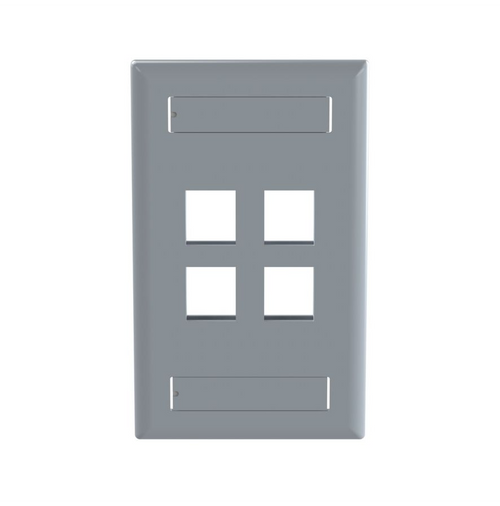 Panduit NK4FIGY Netkey 4 Port International Gray Faceplate with Label