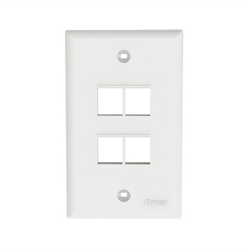 Panduit NK4FNWH Netkey 4 Port White Faceplate