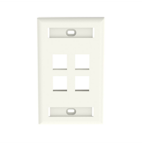 Panduit NK4FIWY Netkey 4 Port Off-White Faceplate with Label