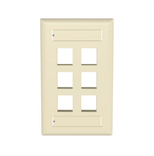 Panduit NK6FEIY Netkey 6 Port Electric Ivory Faceplate with Label