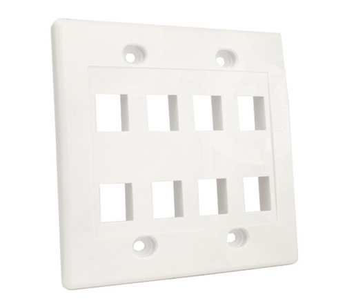 Vertical Cable 304-2803/8P/WH 8-Port White Keystone Wall Plate