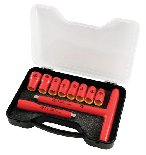 Wiha 31595 10 Piece Insulated T-handle Socket Set 3/8" Drive