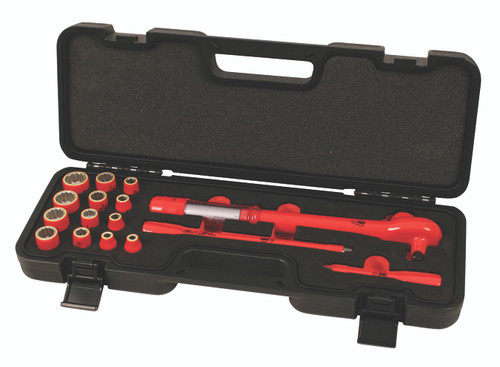 Wiha 30190 16 Piece Insulated 3/8" Drive Torque 12 Point Socket Set