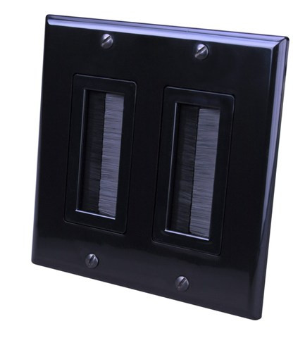 Vanco 120828X Decor Style Brush Bulk Dual Black Cable Wall Plate