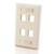 C2G CG03413 4-Port Keystone Single Gang White Wall Plate