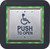 Camden CM-45/455 4  Square (concealed screws)  push plate, c/w sounder, illuminated RED/GREEN flush mount CM-55i box / 'WHEELCHAIR' symbol and 'PUSH TO OPEN', blue