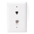 Leviton 40539-CMW Midsize Telephone/Video Wall Jack, 6P4C x F, White