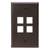 Leviton 41080-4BP Single-Gang QuickPort Wallplate, 4-Port, Brown