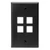 Leviton 41080-4EP Single-Gang QuickPort Wallplate, 4-Port, Black