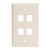 Leviton 41080-4TL Single-Gang QuickPort Wallplate for Large Connectors, 4-Port, Light Almond