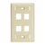 Leviton 42080-4IL QuickPort Wallplate for Large Connectors with ID Windows, Single Gang, 4-Port, Ivory
