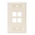 Leviton 42080-4TS Single-Gang QuickPort Wallplate with ID Windows, 4-Port, Light Almond