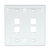 Leviton 42080-4WP Dual-Gang QuickPort Wallplate with ID Windows, 4-Port, White