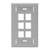 Leviton 42080-6GS Single-Gang QuickPort Wallplate with ID Windows, 6-Port, Grey