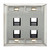 Leviton 43081-2L4 Angled Dual-Gang Stainless Steel QuickPort Wallplate with ID Windows, 4-Port